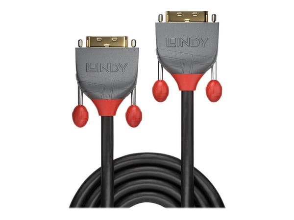 Lindy Anthra Line - DVI-kabel - dobbeltlenke - DVI-D (hann) til DVI-D (hann) - 10 m - rund, tommelskruer - svart