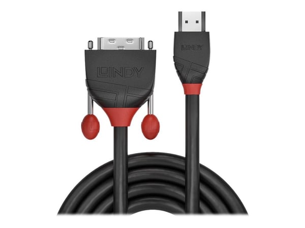 Lindy Black Line - Adapterkabel - enkeltlenke - HDMI hann til DVI-D hann - 3 m - skjermet - grå - rund
