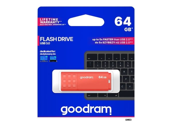 GOODRAM UME3 - USB flash-enhet - 64 GB - USB 3.0 - orange