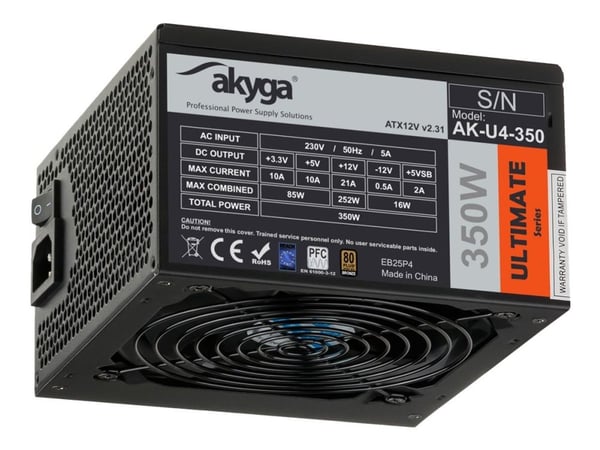 Akyga Ultimate Series AK-U4-350 - Nätaggregat (intern) - ATX12V 2.31 - 80 PLUS Bronze - AC 230 V - 350 Watt - aktive PFC - svart