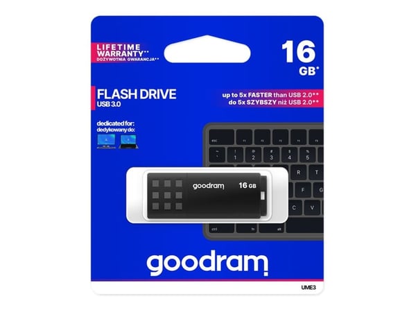 GOODRAM UME3 - USB flashdrive - 16 GB - USB 3.0 - sort