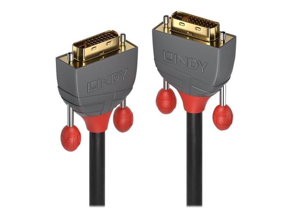Lindy Anthra Line - DVI-kabel - dobbeltlenke - DVI-D (hann) til DVI-D (hann) - 10 m - rund, tommelskruer - svart