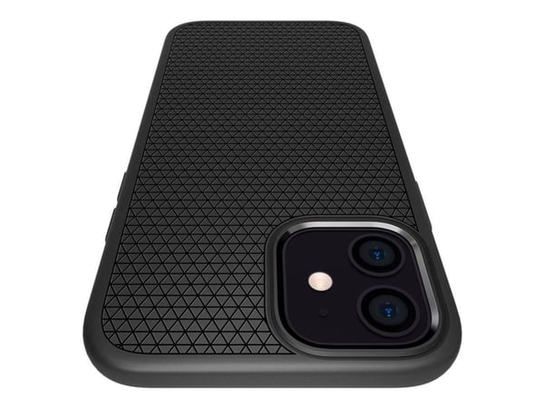 Spigen Liquid Air - Baksidesskydd för mobiltelefon - termoplastisk polyuretan (TPU) - mattsvart - 6.1" - för Apple iPhone 12, 12 Pro