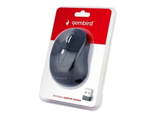 Gembird MUSW-6B-01 - Mus - optisk - 6 knapper - trådløs - 2.4 GHz - USB trådløs mottaker - svart - blister