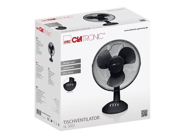 Clatronic VL 3602 - Kjølevifte - bordtopp - 30 cm - svart