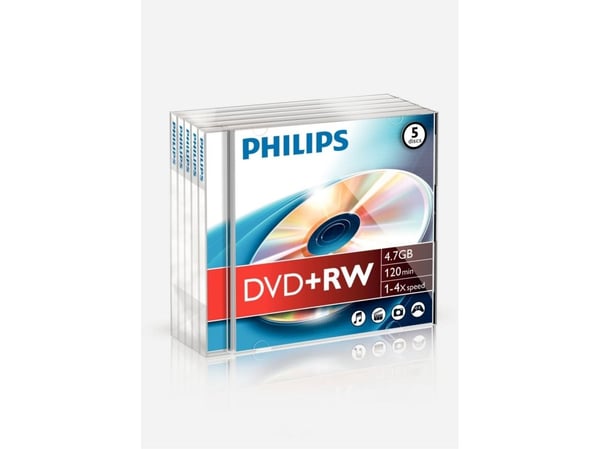 Philips DW4S4J05F - 5 x DVD+RW - 4.7 GB (120 min) 1x - 4x - CD-eske