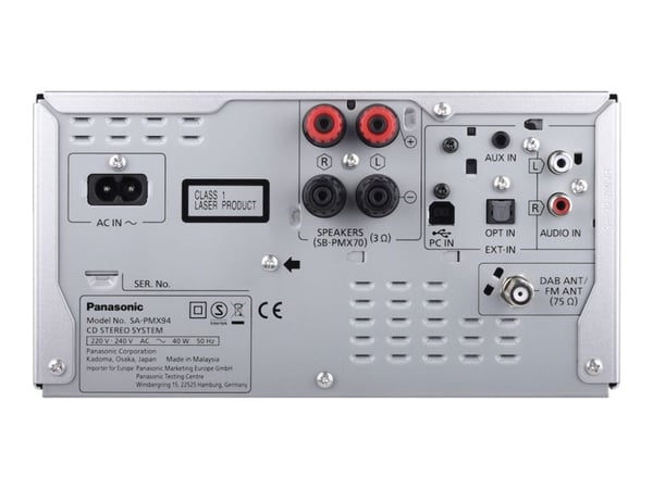 Panasonic SC-PMX94 - Lydsystem - 2 x 60 watt - sølv