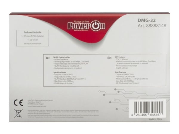 Inter-Tech DMG-32 - Nettverksadapter - PCI Express x1 - Wi-Fi 5