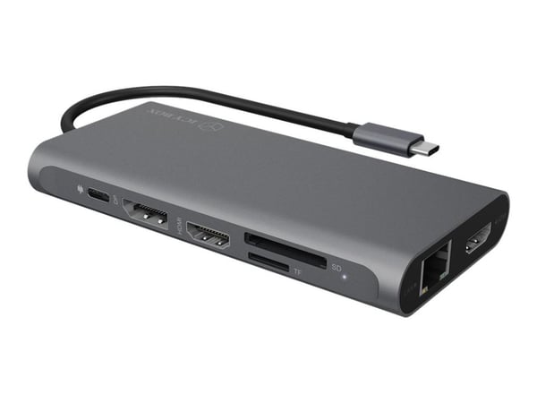 ICY BOX IB-DK4050-CPD - Dokkingstasjon - USB-C - HDMI, DP - 1GbE