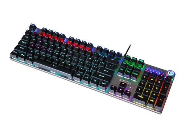 iBox AURORA K-3, Täysikokoinen (100 %), Langallinen, USB, Mekaaninen, QWERTY, Musta, Hopea