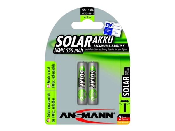 ANSMANN Solar - Batteri 2 x AAA - NiMH - (oppladbart) - 550 mAh