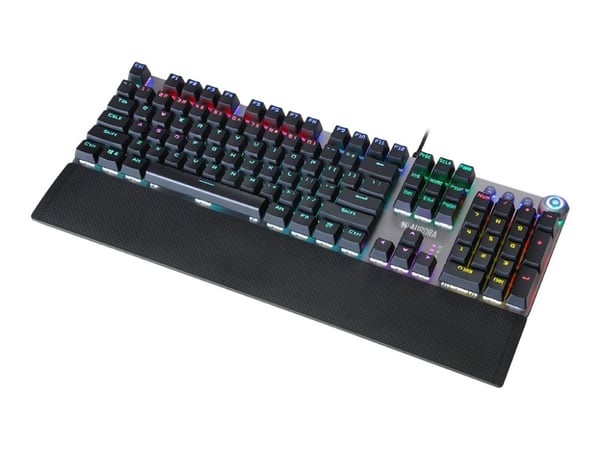 iBox AURORA K-3, Täysikokoinen (100 %), Langallinen, USB, Mekaaninen, QWERTY, Musta, Hopea