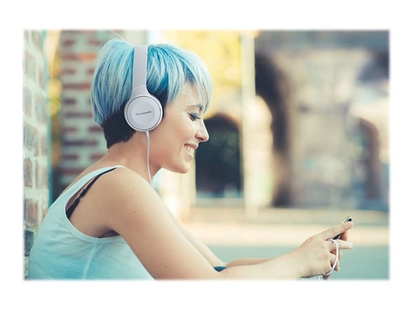 Panasonic RP-HF100E - Hodetelefoner - on-ear - kablet - 3,5 mm jakk - hvit