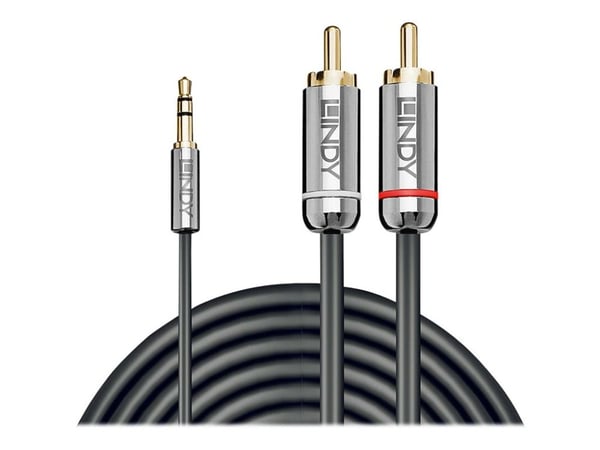 Lindy Cromo Line - Audiokabel - mini-phone stereo 3,5 mm han till RCA han - 50 cm - antracit (sort) - rund
