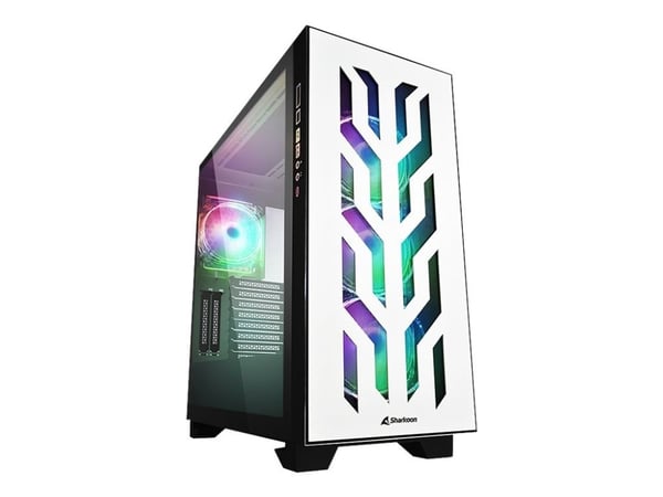 Sharkoon Elite Shark CA300T - - forlenget ATX / SSI EEB - sidepanel med vindu (herdet glass) - ingen strømforsyning - hvit - USB/lyd