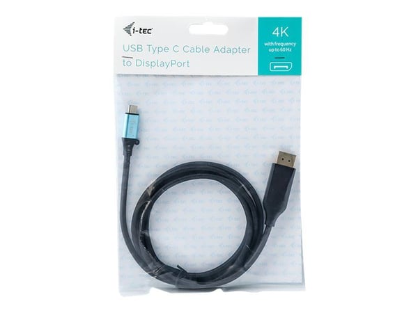 i-Tec - DisplayPort-kabel - USB-C (hann) til DisplayPort (hann) - Thunderbolt 3 - 2 m - 4K-støtte