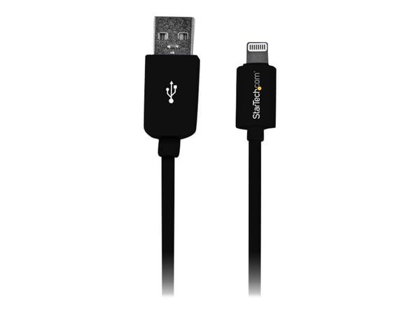 Startech 3m (10ft) Long Black Apple® 8-pin Lightning Connector to USB Cable for iPhone / iPod / iPad - Charge and Sync Cable (USBLT3MB) - Lightning...