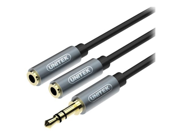 UNITEK Y-C956ABK, 3.5mm, Uros, 2 x 3.5mm, Naaras, 0,2 m, Musta, Harmaa