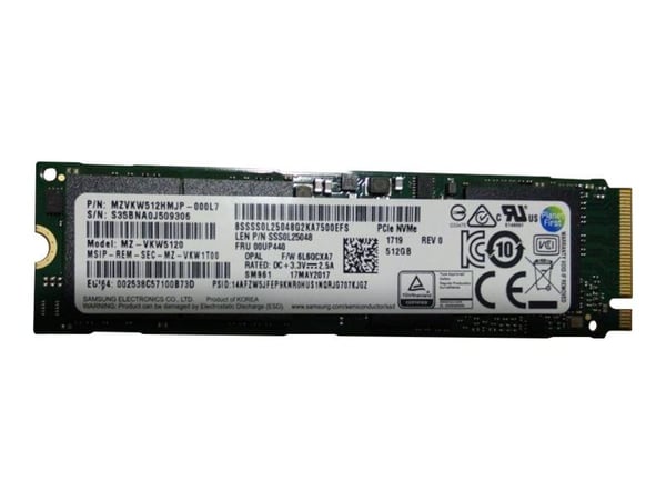 Samsung - SSD - krypteret - 512 GB - sisäinen - M.2 2280 - PCIe 3.0 x4 (NVMe) - TCG Opal Encryption - FRU, (CRU) - Tier 1 - ThinkPad P50; P51; P71;...