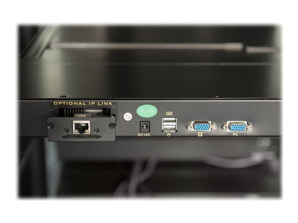 Digitus Professional DS-72211-3US - KVM-konsoll med KVM-svitsj - 16 porter - US - 19" - kan monteres i rack - 1366 x 768 @ 60 Hz - 1000:1 - svart, ...