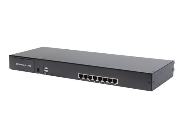 Digitus Professional DS-72211-4GE - KVM-konsoll med KVM-svitsj - 8 porter - Tysk - 19" - kan monteres i rack - 1366 x 768 @ 60 Hz - 1000:1 - svart,...
