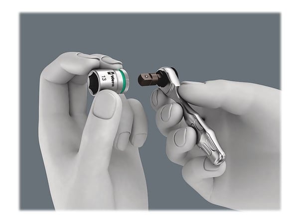 Wera Kraftform Kompakt Zyklop Mini 2 - Ratcheting screwdriver with bit and socket set - 27 deler - inn foldable box