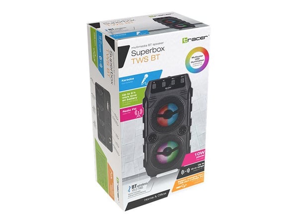 Tracer SUPERBOX - Høyttaler - for bærbar bruk - 2.0-kanal - trådløs - Bluetooth - 10 watt - svart