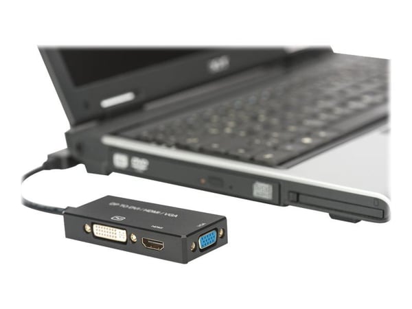 ASSMANN - Videosovitin - DisplayPort uros DB-15, HDMI, DVI-D naaras - 20 cm - kolminkertaisesti suojattu - musta - muotoiltu, 4K-tuki