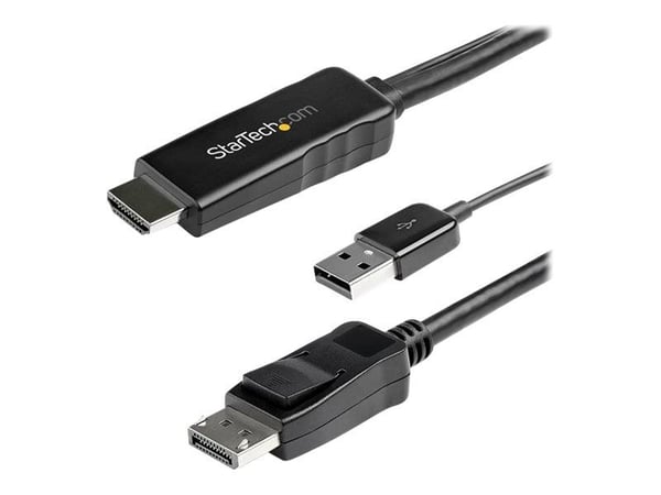 Startech 3m HDMI to DisplayPort Adapter Cable with USB Power - 4K 30Hz Active HDMI to DP 1.2 Converter (HD2DPMM3M) - Videokabel - HDMI, USB (kun st...