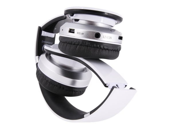 Rebeltec CRYSTAL - Hodetelefoner med mikrofon - on-ear - Bluetooth - trådløs - hvit