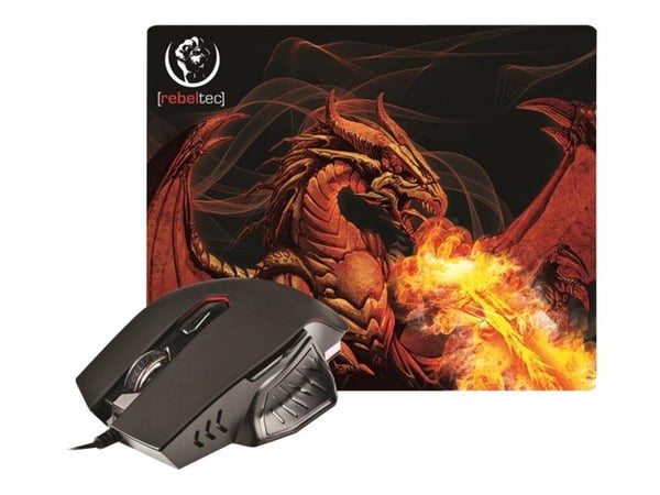 Rebeltec Red Dragon - Mus - optisk - 6 knapper - kablet - USB