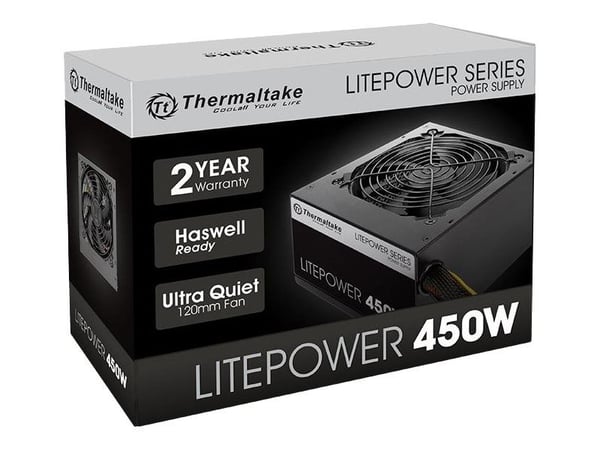 Thermaltake Litepower LTP-450AL2NK - Strømforsyning (intern) - ATX12V 2.3 - AC 230 V - 450 watt - aktiv PFC - svart