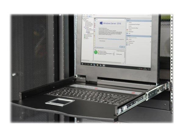 Digitus Professional DS-72211-3US - KVM-konsoll med KVM-svitsj - 16 porter - US - 19" - kan monteres i rack - 1366 x 768 @ 60 Hz - 1000:1 - svart, ...