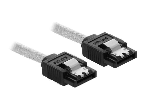 Delock - SATA-kabel - Serial ATA 150/300/600 - SATA (R) til SATA (R) - 70 cm - gjennomsiktig