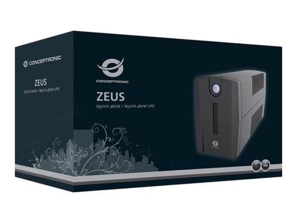 Conceptronic Zeus 01ES - UPS - AC 220-240 V - 360 Watt - 650 VA - USB - lähtöliittimet: 2