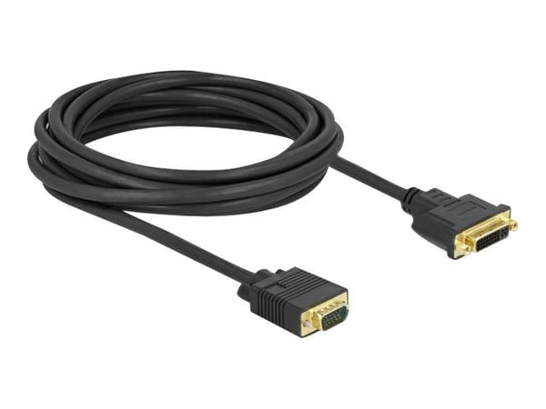 Delock - Adapterkabel - enkeltlenke - DVI-I (hunn) til HD-15 (VGA) (hann) - 5 m - tommelskruer - svart