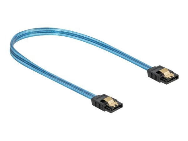 Delock SATA 6 Gb/s Cable UV glow effect - SATA-kabel - Serial ATA 150/300/600 - SATA til SATA - 30 cm - blå