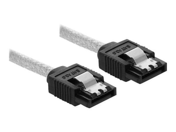 Delock - SATA-kabel - Serial ATA 150/300/600 - SATA (R) til SATA (R) - 50 cm - gjennomsiktig