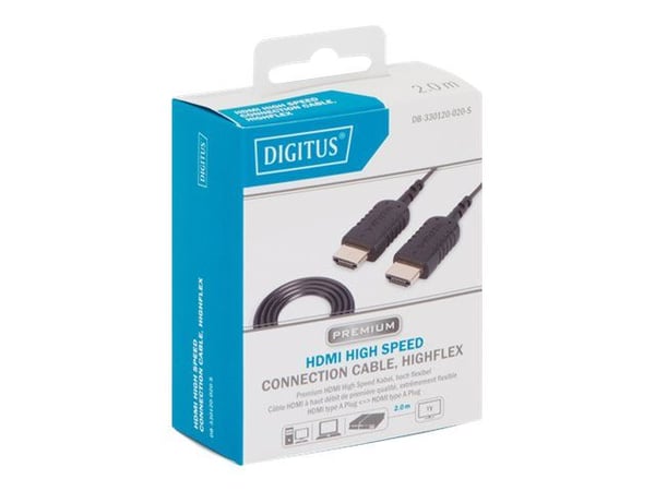 DIGITUS HDMI High Speed Connection Cable - HDMI-kabel med Ethernet - HDMI hann til HDMI hann - 2 m - dobbeltisolert - svart - formstøpt, aktiv