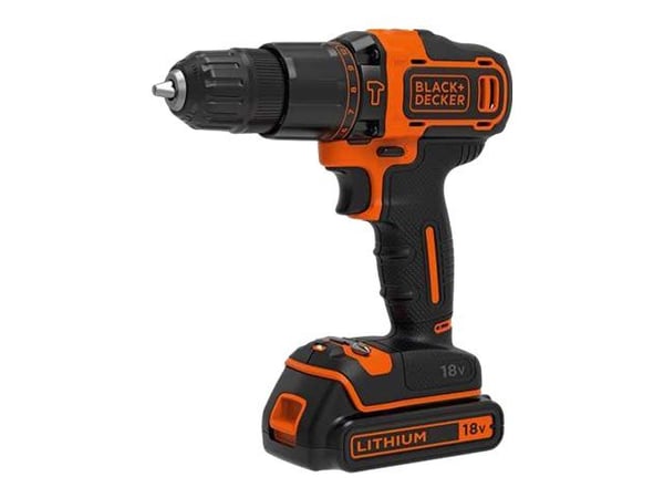 BLACK+DECKER BDCHD18KB-QW - Hammerbor/driver - trådløs - 2 hastigheter - nøkkelfri borhylse 10 mm - 40 N·m - 2 batterier - 18 V
