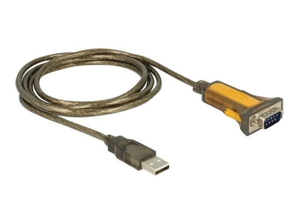 Delock Adapter USB 2.0 > 1 x seriell RS-232 - Utvidet temperaturintervall - seriell adapter - USB 2.0 - RS-232 x 1 - sort, gul