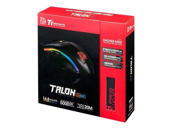 Thermaltake MO-TER-WDOTBK-01, USB A-tyyppi, 5000 DPI, Musta