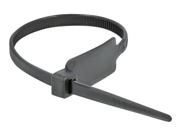 DeLOCK 18961, Kaksiaukkoinen johdinside, Polyamidi, Musta, -40 - 85 °C, 27 cm, 4,8 mm