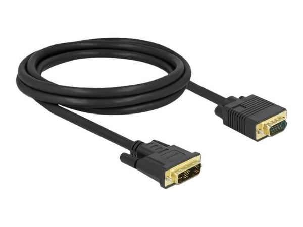Delock - Adapterkabel - enkeltlink - DVI-A (han) til HD-15 (VGA) (han) - 2 m - tommelskruer - sort