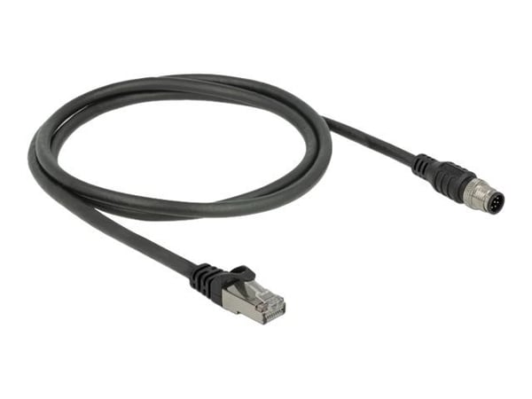 Delock - Koblingskabel - 8-pins M12 (hann) til RJ-45 (hann) - 1 m - SFTP - CAT 5e - svart