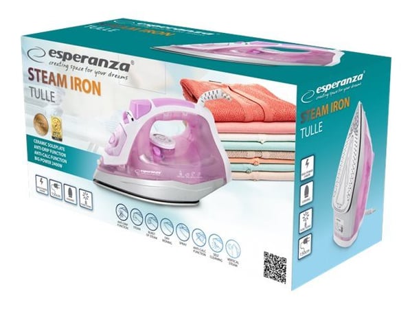 Esperanza TULLE - Dampstrykejern - såleplate: keramisk - 2400 W