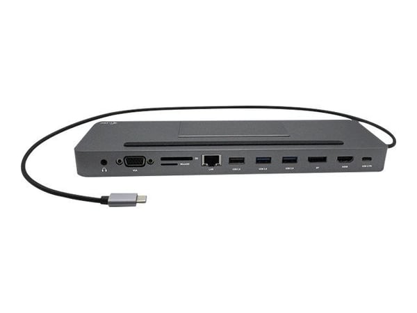 i-Tec USB-C Metal Ergonomic 4K 3x Display Docking Station + Power Delivery - Dokkingstasjon - USB-C / Thunderbolt 3 - VGA, HDMI, DP - 1GbE