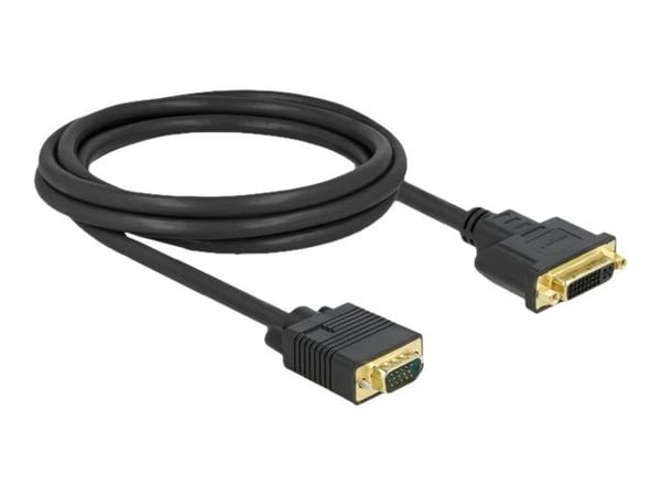 Delock - Adapterkabel - enkeltlenke - DVI-I (hunn) til HD-15 (VGA) (hann) - 2 m - tommelskruer - svart