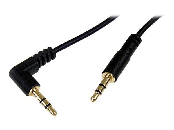 Startech 6 ft Slim 3.5mm to Right Angle Stereo Audio Cable - M/M (MU6MMSRA) - Lydkabel - mini-phone stereo 3.5 mm hann til mini-phone stereo 3.5 mm...