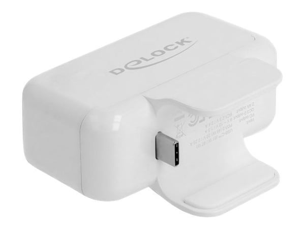 Delock Adapter for Apple power supply with PD and QC 3.0 - Strømadapter - 2.4 A - PD 3.0, QC 3.0 - 4 utgangskontakter (USB, 2 x USB, USB-C) - hvit